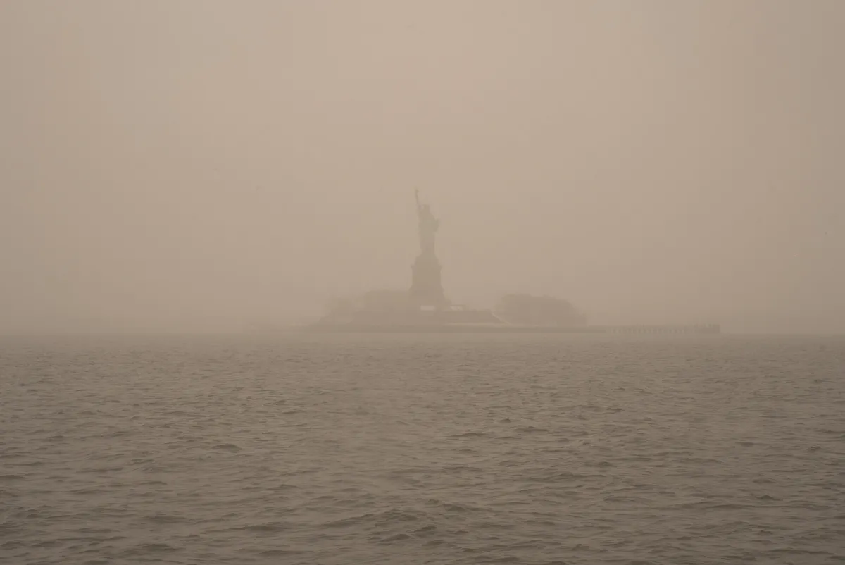 Statue of Liberty through smog